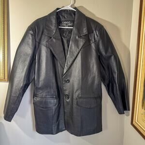 🧥 Vintage Leather Gallery Black Genuine Leather Blazer/Jacket